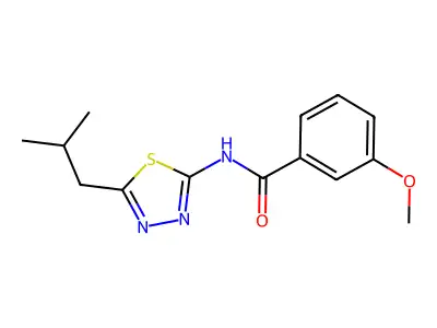 3-methoxy-N-[5-(2-methylpropyl)-1,3,4-thiadiazol-2-yl]benzamide structure