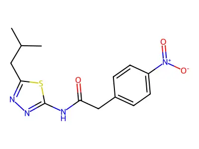 N-[5-(2-methylpropyl)-1,3,4-thiadiazol-2-yl]-2-(4-nitrophenyl)acetamide structure