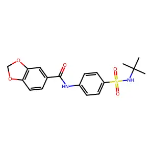 N-[4-(tert-butylsulfamoyl)phenyl]-1,3-benzodioxole-5-carboxamide structure