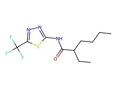 2-ethyl-N-[5-(trifluoromethyl)-1,3,4-thiadiazol-2-yl]hexanamide structure
