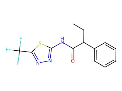 2-phenyl-N-[5-(trifluoromethyl)-1,3,4-thiadiazol-2-yl]butanamide structure