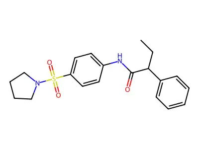 2-phenyl-N-(4-pyrrolidin-1-ylsulfonylphenyl)butanamide structure