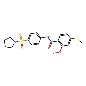 2-methoxy-4-methylsulfanyl-N-(4-pyrrolidin-1-ylsulfonylphenyl)benzamide structure