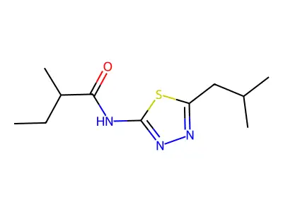 2-methyl-N-[5-(2-methylpropyl)-1,3,4-thiadiazol-2-yl]butanamide structure