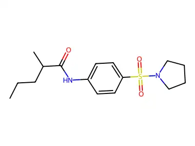 2-methyl-N-[4-(pyrrolidin-1-ylsulfonyl)phenyl]pentanamide structure