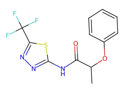2-phenoxy-N-[5-(trifluoromethyl)-1,3,4-thiadiazol-2-yl]propanamide structure
