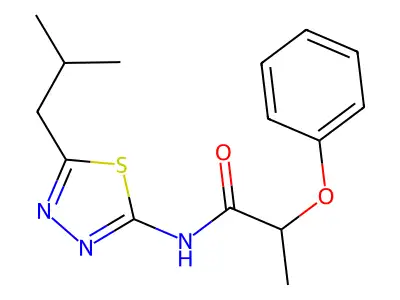 N-[5-(2-methylpropyl)-1,3,4-thiadiazol-2-yl]-2-phenoxypropanamide structure