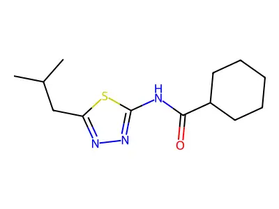 N-[5-(2-methylpropyl)-1,3,4-thiadiazol-2-yl]cyclohexanecarboxamide structure