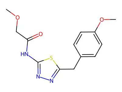 2-methoxy-N-[5-[(4-methoxyphenyl)methyl]-1,3,4-thiadiazol-2-yl]acetamide structure