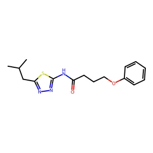 N-[5-(2-methylpropyl)-1,3,4-thiadiazol-2-yl]-4-phenoxybutanamide structure
