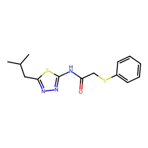 N-[5-(2-methylpropyl)-1,3,4-thiadiazol-2-yl]-2-phenylsulfanylacetamide structure