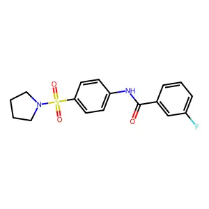 3-fluoro-N-(4-pyrrolidin-1-ylsulfonylphenyl)benzamide structure