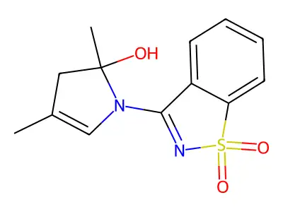 1-(1,1-dioxo-1,2-benzothiazol-3-yl)-2,4-dimethyl-3H-pyrrol-2-ol structure