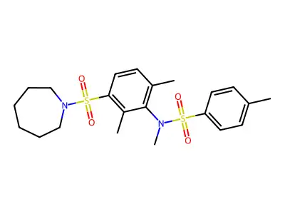 N-(3-(azepan-1-ylsulfonyl)-2,6-dimethylphenyl)-N,4-dimethylbenzenesulfonamide structure