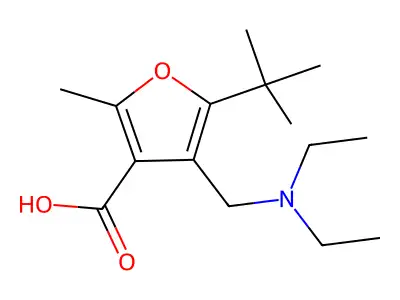 5-tert-Butyl-4-diethylaminomethyl-2-methyl-furan-3-carboxylic acid structure