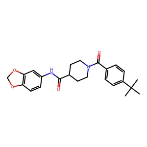N-(1,3-benzodioxol-5-yl)-1-(4-tert-butylbenzoyl)piperidine-4-carboxamide structure