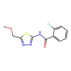 2-fluoro-N-[5-(methoxymethyl)-1,3,4-thiadiazol-2-yl]benzamide structure