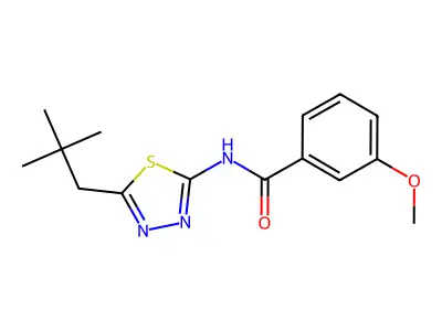 N-[5-(2,2-dimethylpropyl)-1,3,4-thiadiazol-2-yl]-3-methoxybenzamide structure