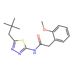 N-[5-(2,2-dimethylpropyl)-1,3,4-thiadiazol-2-yl]-2-(2-methoxyphenyl)acetamide structure