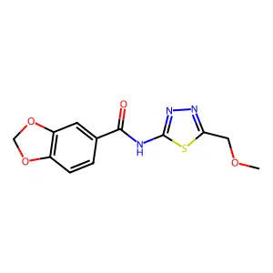 N-[5-(methoxymethyl)-1,3,4-thiadiazol-2-yl]-1,3-benzodioxole-5-carboxamide structure