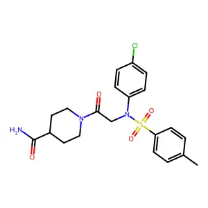 1-[2-(4-chloro-N-(4-methylphenyl)sulfonylanilino)acetyl]piperidine-4-carboxamide structure