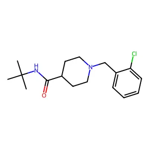 N-tert-butyl-1-(2-chlorobenzyl)piperidine-4-carboxamide structure