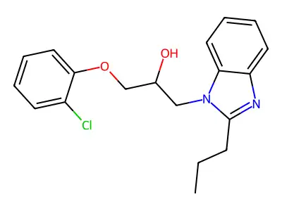 1-(2-chlorophenoxy)-3-(2-propyl-1H-benzimidazol-1-yl)propan-2-ol structure