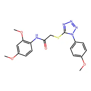 N-(2,4-dimethoxyphenyl)-2-[1-(4-methoxyphenyl)tetrazol-5-yl]sulfanylacetamide structure