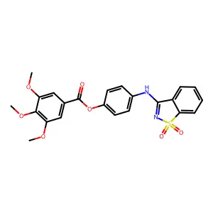 4-[(1,1-Dioxido-1,2-benzothiazol-3-yl)amino]phenyl 3,4,5-trimethoxybenzoate structure