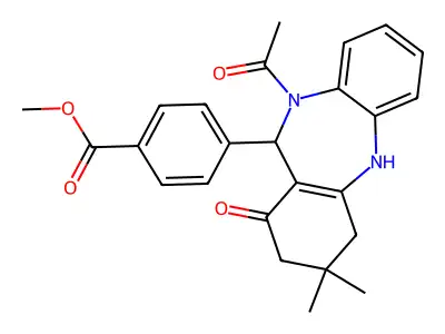 methyl 4-(10-acetyl-3,3-dimethyl-1-oxo-2,3,4,5,10,11-hexahydro-1H-dibenzo[b,e][1,4]diazepin-11-yl)benzoate structure