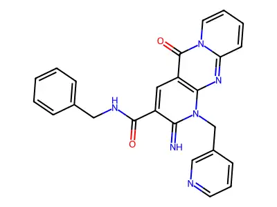 N-Benzyl-2-imino-5-oxo-1-(pyridin-3-ylmethyl)-2,5-dihydro-1H-dipyrido[1,2-a:2',3'-d]pyrimidine-3-carboxamide structure