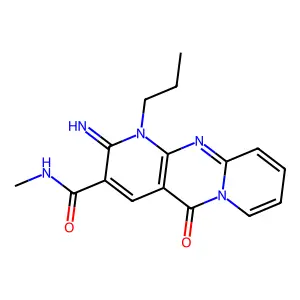 2-imino-N-methyl-5-oxo-1-propyl-1,5-dihydro-2H-dipyrido[1,2-a:2,3-d]pyrimidine-3-carboxamide structure