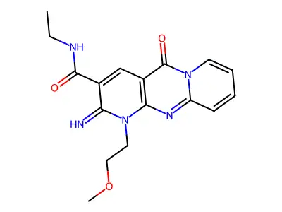 N-ethyl-2-imino-1-(2-methoxyethyl)-5-oxo-1,5-dihydro-2H-dipyrido[1,2-a:2',3'-d]pyrimidine-3-carboxamide structure