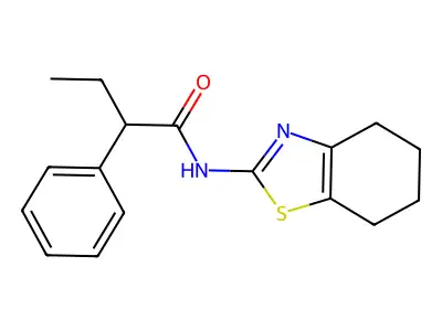 2-phenyl-N-(4,5,6,7-tetrahydro-1,3-benzothiazol-2-yl)butanamide structure