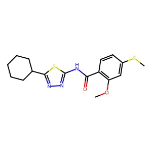 N-(5-cyclohexyl-1,3,4-thiadiazol-2-yl)-2-methoxy-4-(methylsulfanyl)benzamide structure