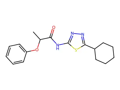 N-(5-cyclohexyl-1,3,4-thiadiazol-2-yl)-2-phenoxypropanamide structure