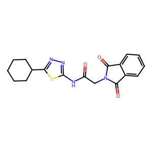 N-(5-cyclohexyl-1,3,4-thiadiazol-2-yl)-2-(1,3-dioxoisoindol-2-yl)acetamide structure