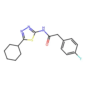 N-(5-cyclohexyl-1,3,4-thiadiazol-2-yl)-2-(4-fluorophenyl)acetamide structure