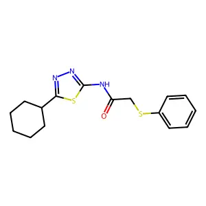 N-(5-cyclohexyl-1,3,4-thiadiazol-2-yl)-2-phenylsulfanylacetamide structure