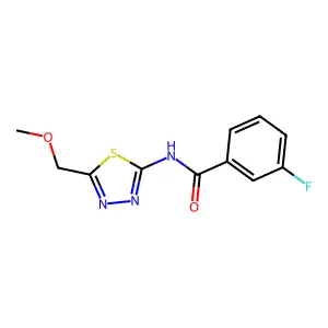 3-fluoro-N-[5-(methoxymethyl)-1,3,4-thiadiazol-2-yl]benzamide structure