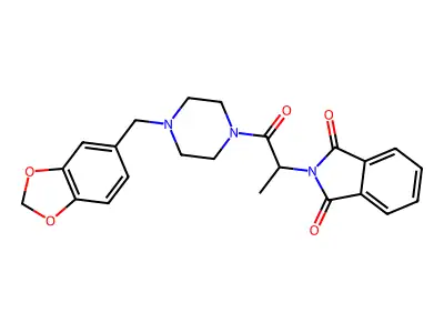 2-(1-(4-(Benzo[d][1,3]dioxol-5-ylmethyl)piperazin-1-yl)-1-oxopropan-2-yl)isoindoline-1,3-dione structure