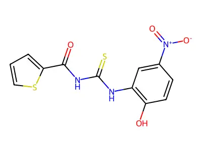 N-[(2-hydroxy-5-nitrophenyl)carbamothioyl]thiophene-2-carboxamide structure