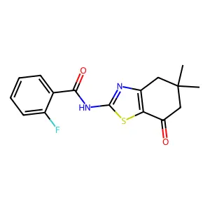 N-(5,5-dimethyl-7-oxo-4,6-dihydro-1,3-benzothiazol-2-yl)-2-fluorobenzamide structure