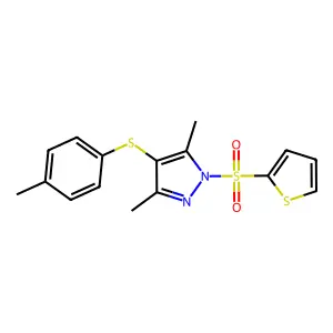 3,5-Dimethyl-4-(4-methylphenyl)sulfanyl-1-thiophen-2-ylsulfonylpyrazole structure