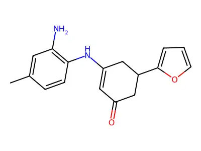 3-(2-Amino-4-methylanilino)-5-(furan-2-yl)cyclohex-2-en-1-one structure