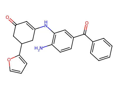 3-(2-Amino-5-benzoyl-phenylamino)-5-furan-2-yl-cyclohex-2-enone structure