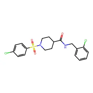 N-[(2-chlorophenyl)methyl]-1-(4-chlorophenyl)sulfonylpiperidine-4-carboxamide structure