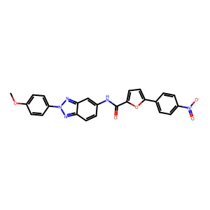 N-[2-(4-methoxyphenyl)benzotriazol-5-yl]-5-(4-nitrophenyl)furan-2-carboxamide structure