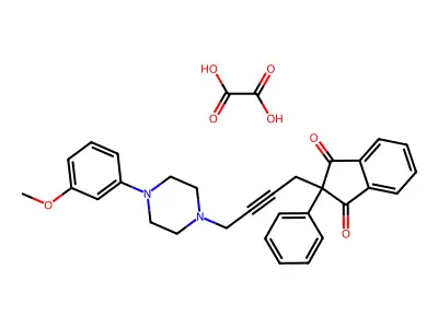 1H-Indene-1,3(2H)-dione, 2-(4-(4-(3-methoxyphenyl)-1-piperazinyl)-2-butynyl)-2-phenyl-, ethanedioate (1:1) structure