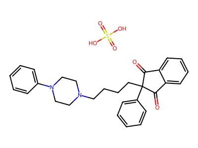 1H-Indene-1,3(2H)-dione, 2-phenyl-2-(4-(4-phenyl-1-piperazinyl)butyl)-, sulfate (1:1) structure